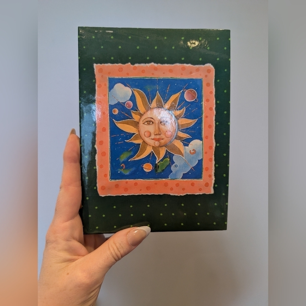 Sun and Moon Art Print on Green Canvas